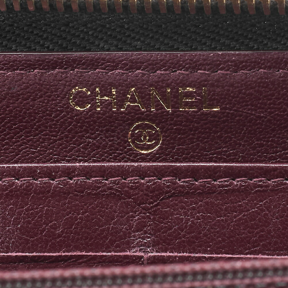 Chanel Round Long Wallet Matelasse Lambskin Black Gold-Tone Hardware Pre-Owned - Vintage La Charme