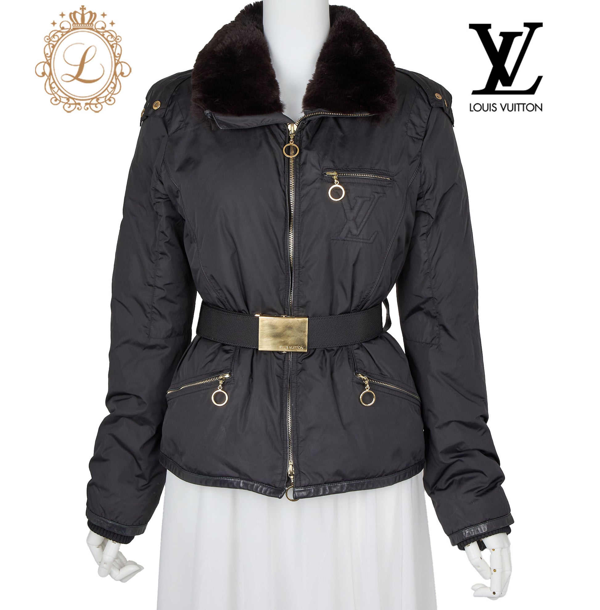 Louis Vuitton Down Jacket, Monogram, Wool, Black, Silver-Tone Hardware, Pre-Owned - Vintage La Charme