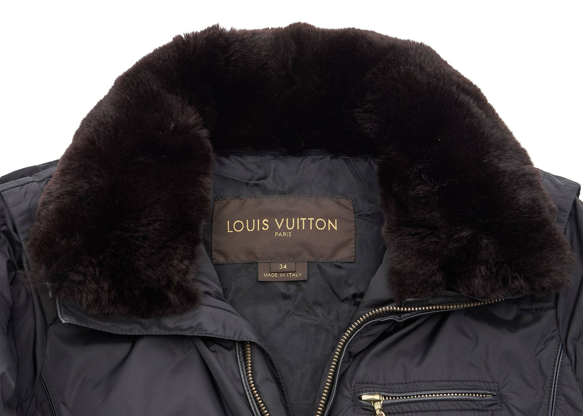 Louis Vuitton Down Jacket, Monogram, Wool, Black, Silver-Tone Hardware, Pre-Owned - Vintage La Charme