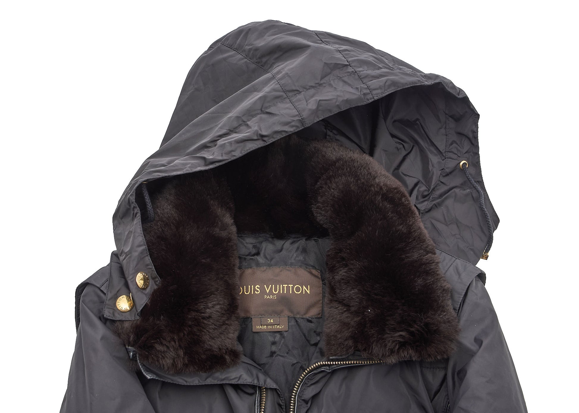 Louis Vuitton Down Jacket, Monogram, Wool, Black, Silver-Tone Hardware, Pre-Owned - Vintage La Charme