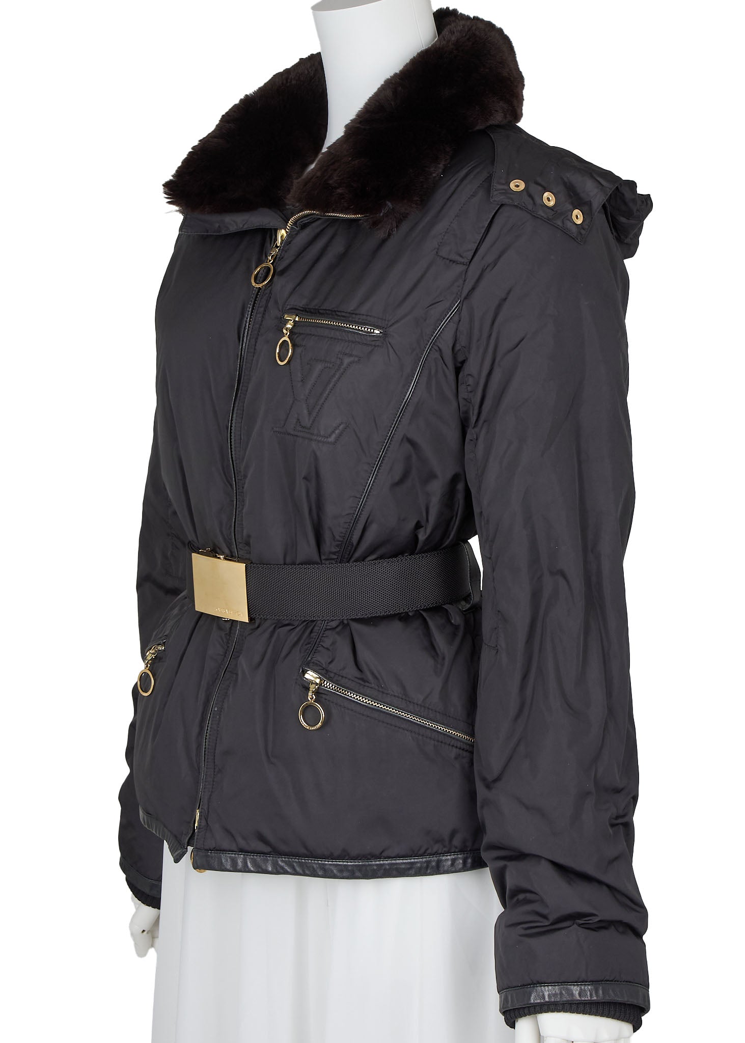 Louis Vuitton Down Jacket, Monogram, Wool, Black, Silver-Tone Hardware, Pre-Owned - Vintage La Charme