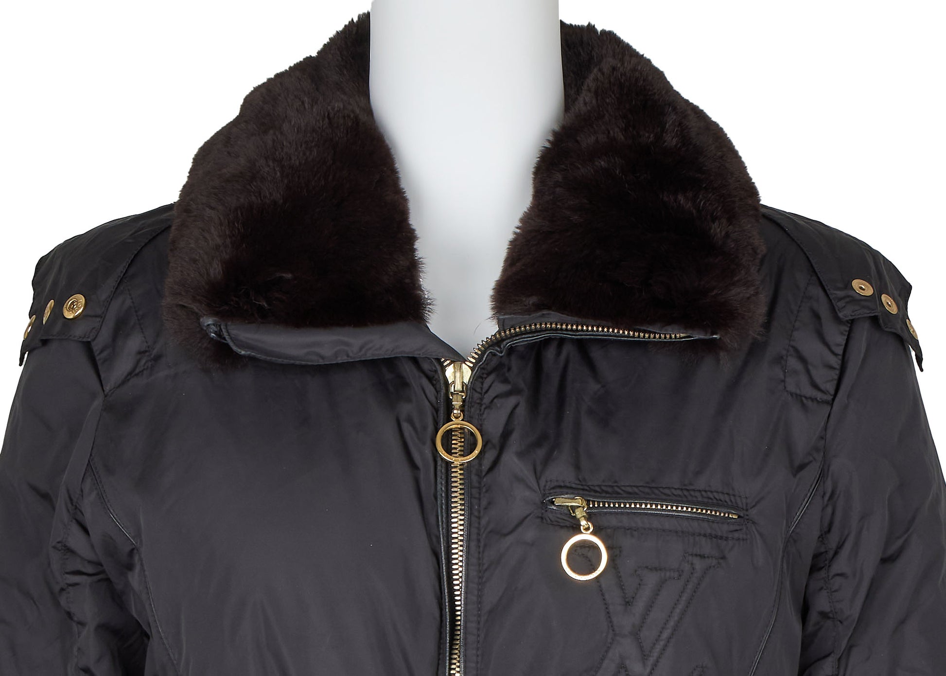 Louis Vuitton Down Jacket, Monogram, Wool, Black, Silver-Tone Hardware, Pre-Owned - Vintage La Charme