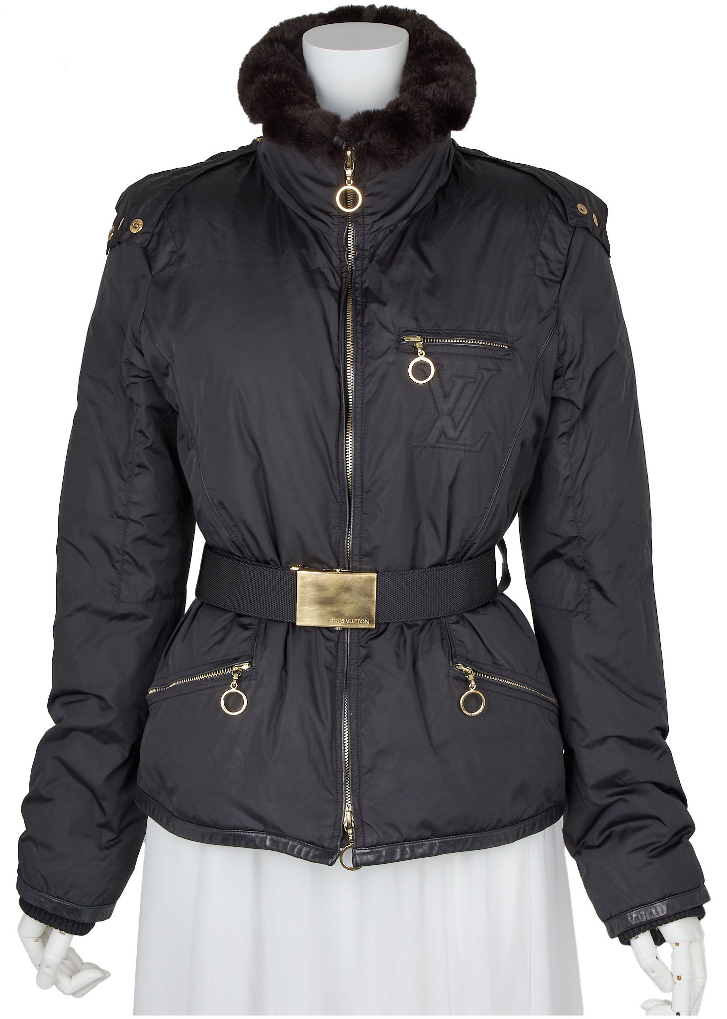 Louis Vuitton Down Jacket, Monogram, Wool, Black, Silver-Tone Hardware, Pre-Owned - Vintage La Charme