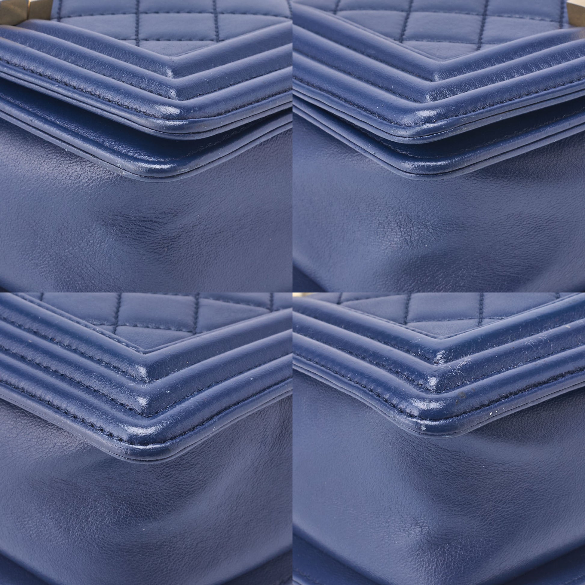 CHANEL Boy Chanel Matelasse Chain Shoulder Bag Lambskin Blue Gold-Tone Hardware Pre-Owned - Vintage La Charme