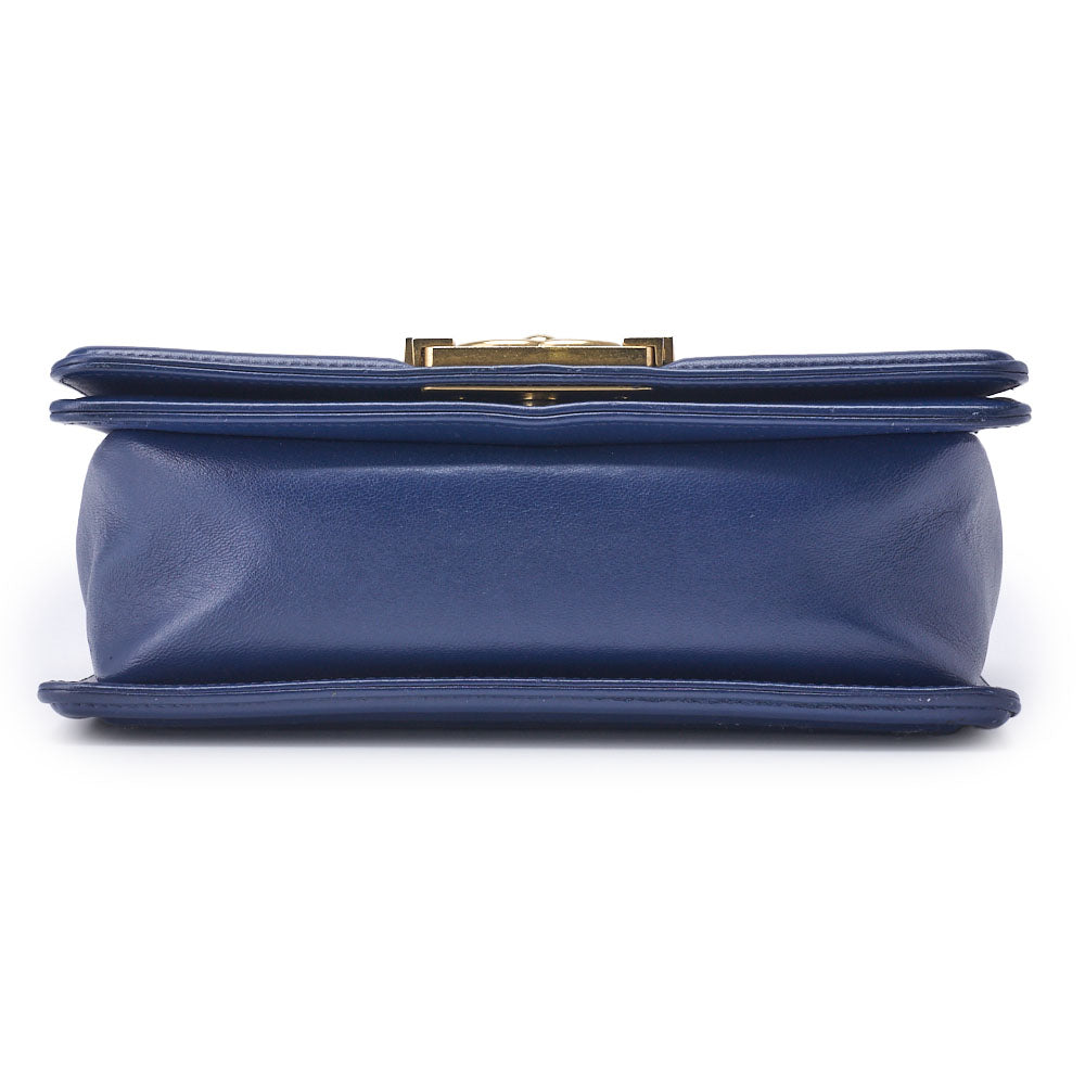 CHANEL Boy Chanel Matelasse Chain Shoulder Bag Lambskin Blue Gold-Tone Hardware Pre-Owned - Vintage La Charme