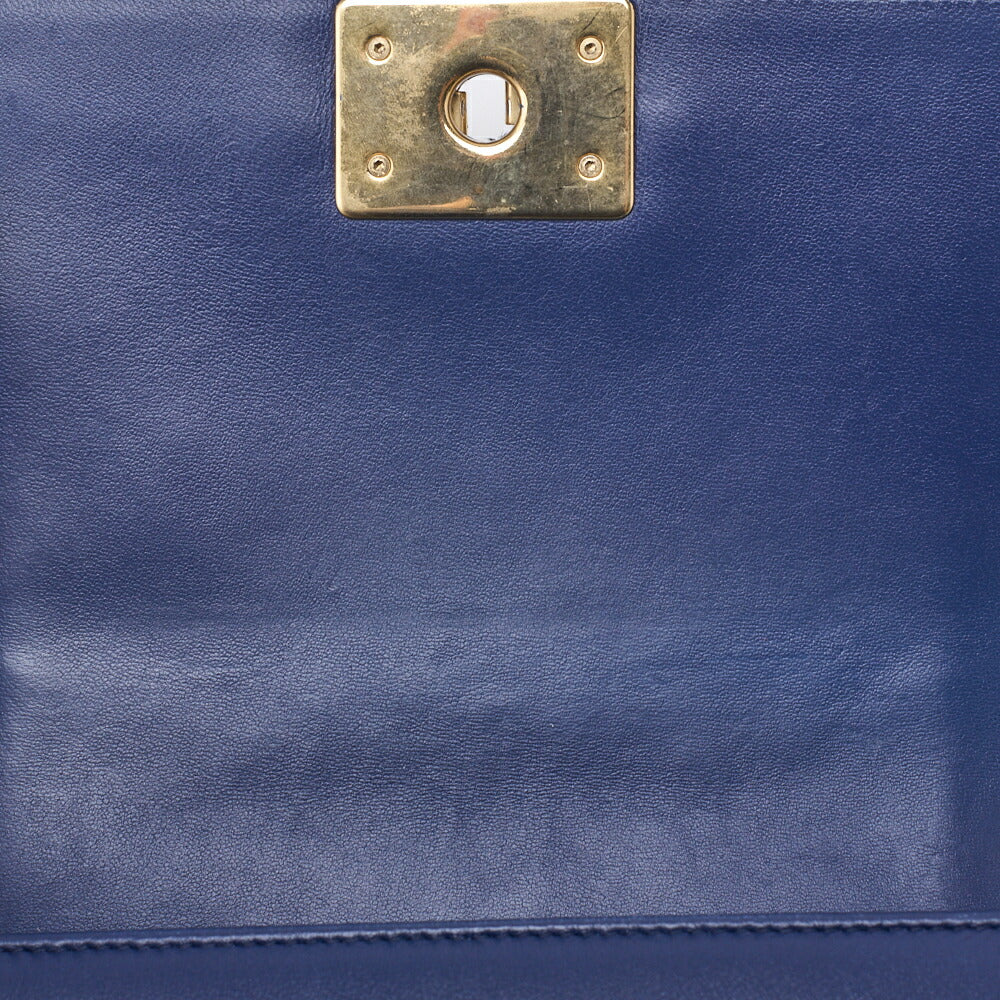 CHANEL Boy Chanel Matelasse Chain Shoulder Bag Lambskin Blue Gold-Tone Hardware Pre-Owned - Vintage La Charme