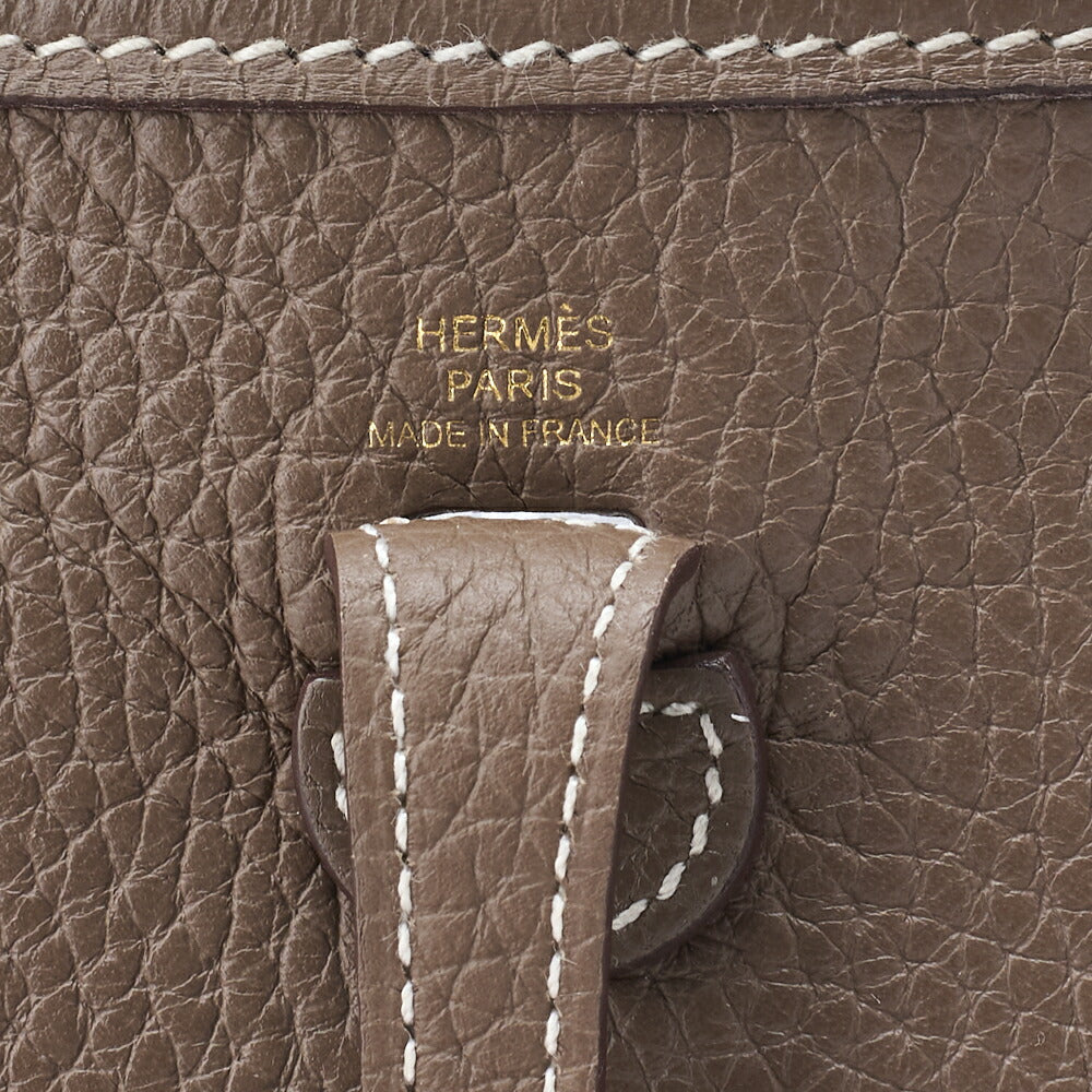 HERMES Evelyn TPM Shoulder Bag Tryon Clemence Leather Etoupe Gold-Tone Hardware Pre-Owned - Vintage La Charme