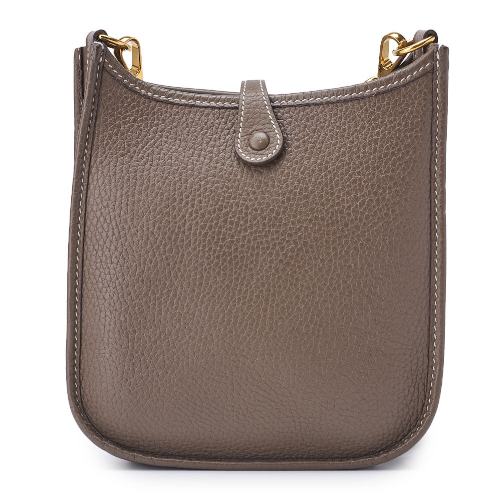 HERMES Evelyn TPM Shoulder Bag Tryon Clemence Leather Etoupe Gold-Tone Hardware Pre-Owned - Vintage La Charme