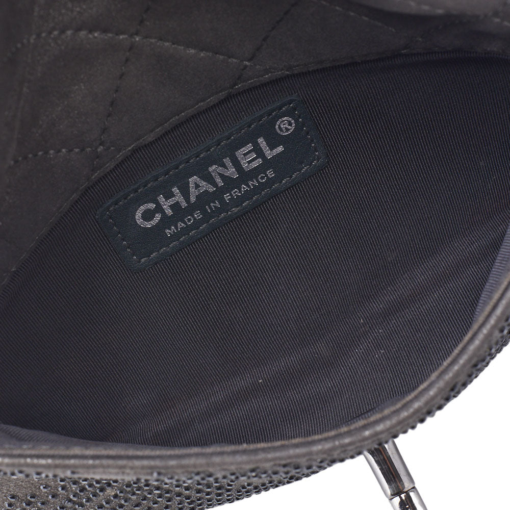 CHANEL Chain Shoulder Bag Mini Matelasse Stone Leather Gray Silver-Tone Hardware Pre-Owned - Vintage La Charme