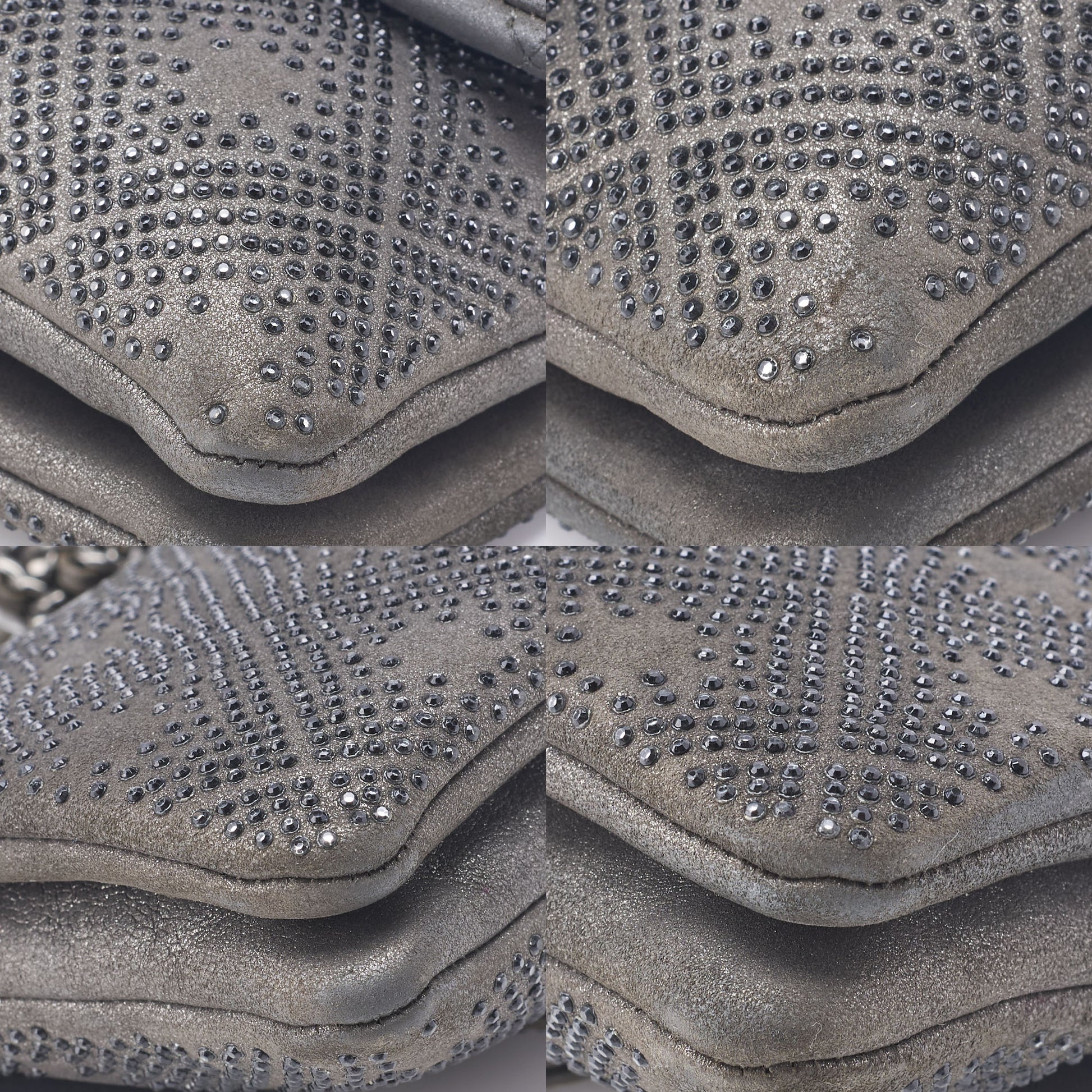 CHANEL Chain Shoulder Bag Mini Matelasse Stone Leather Gray Silver-Tone Hardware Pre-Owned - Vintage La Charme