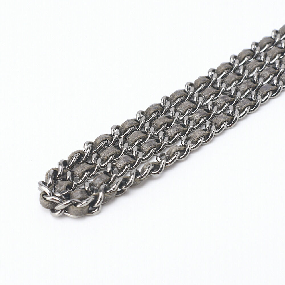 CHANEL Chain Shoulder Bag Mini Matelasse Stone Leather Gray Silver-Tone Hardware Pre-Owned - Vintage La Charme