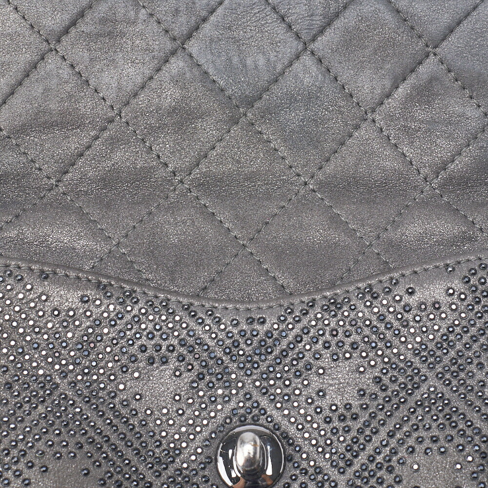 CHANEL Chain Shoulder Bag Mini Matelasse Stone Leather Gray Silver-Tone Hardware Pre-Owned - Vintage La Charme