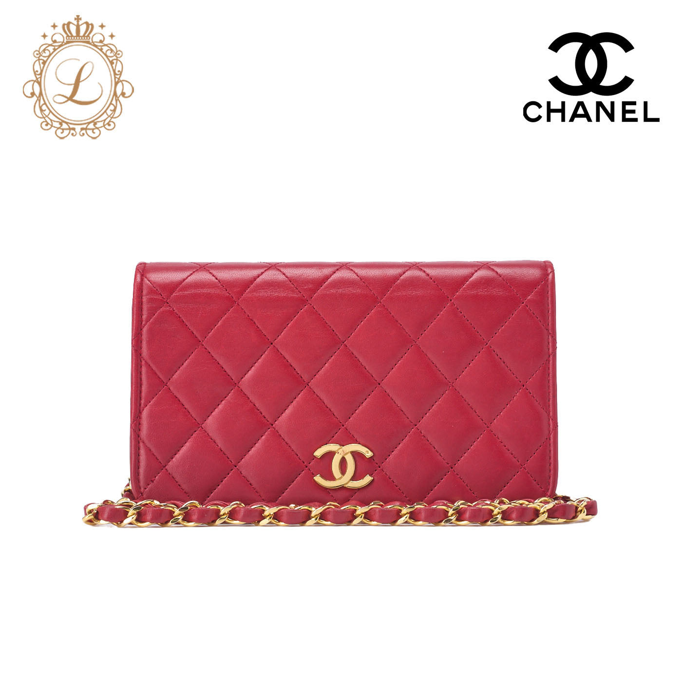 CHANEL Shoulder Bag Matelasse Lambskin Red Gold-Tone Hardware Pre-Owned - Vintage La Charme