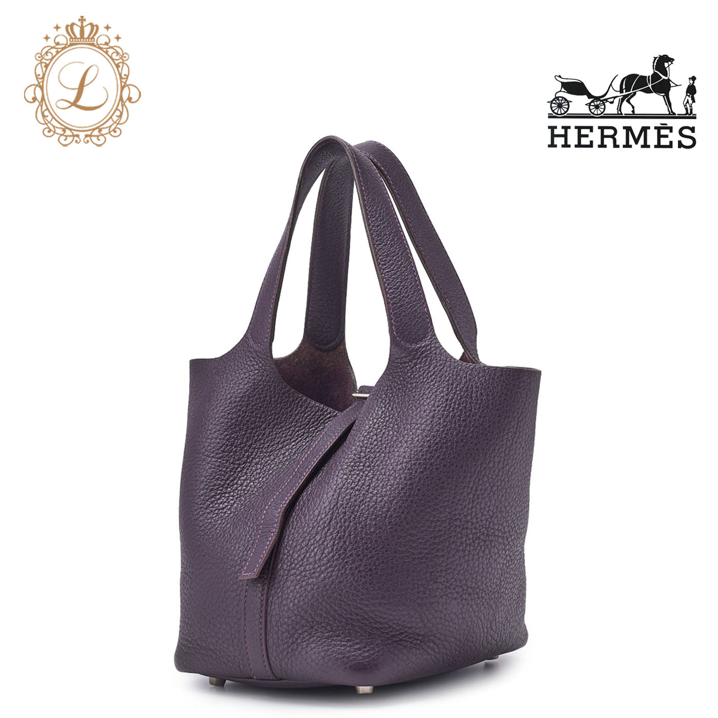HERMES Picotin Lock PM Handbag Tryon Clemence Prune Silver-Tone Hardware Pre-Owned - Vintage La Charme