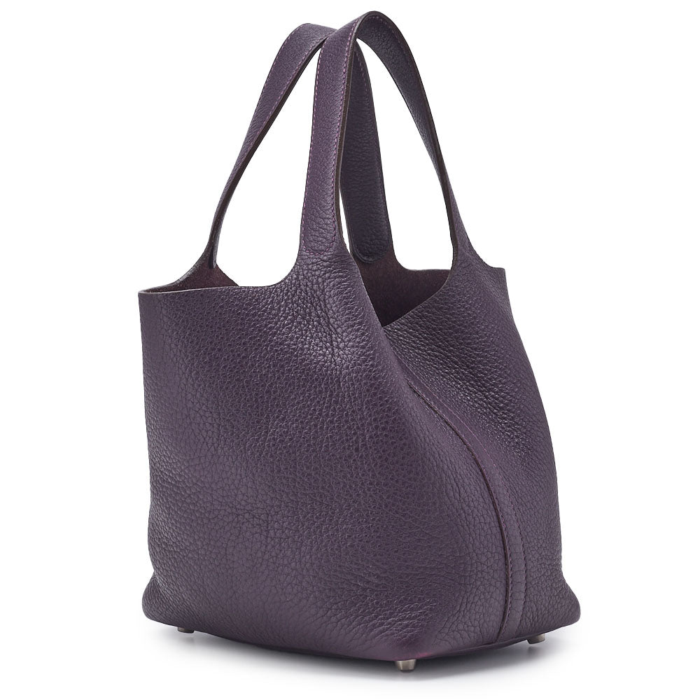 HERMES Picotin Lock PM Handbag Tryon Clemence Prune Silver-Tone Hardware Pre-Owned - Vintage La Charme