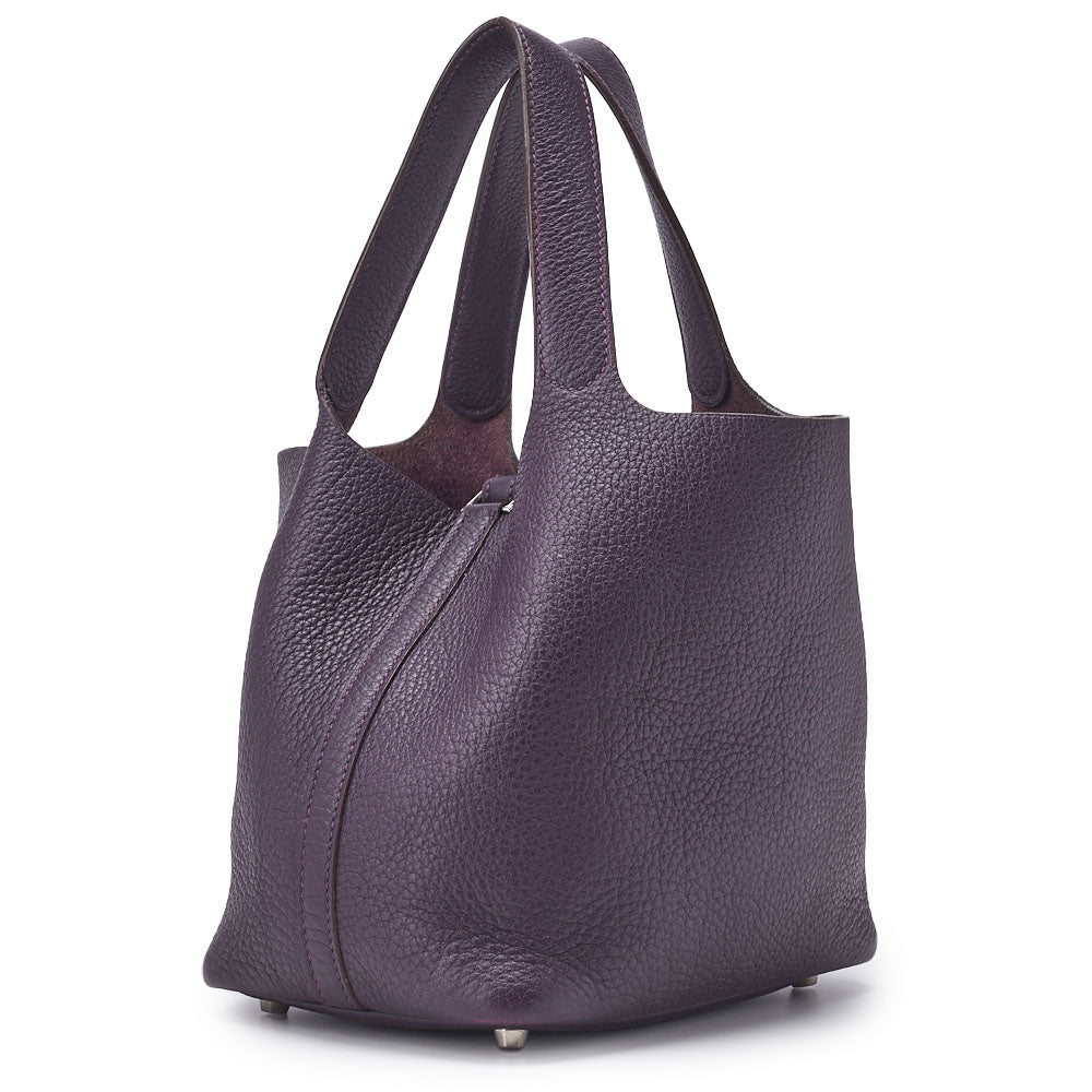 HERMES Picotin Lock PM Handbag Tryon Clemence Prune Silver-Tone Hardware Pre-Owned - Vintage La Charme