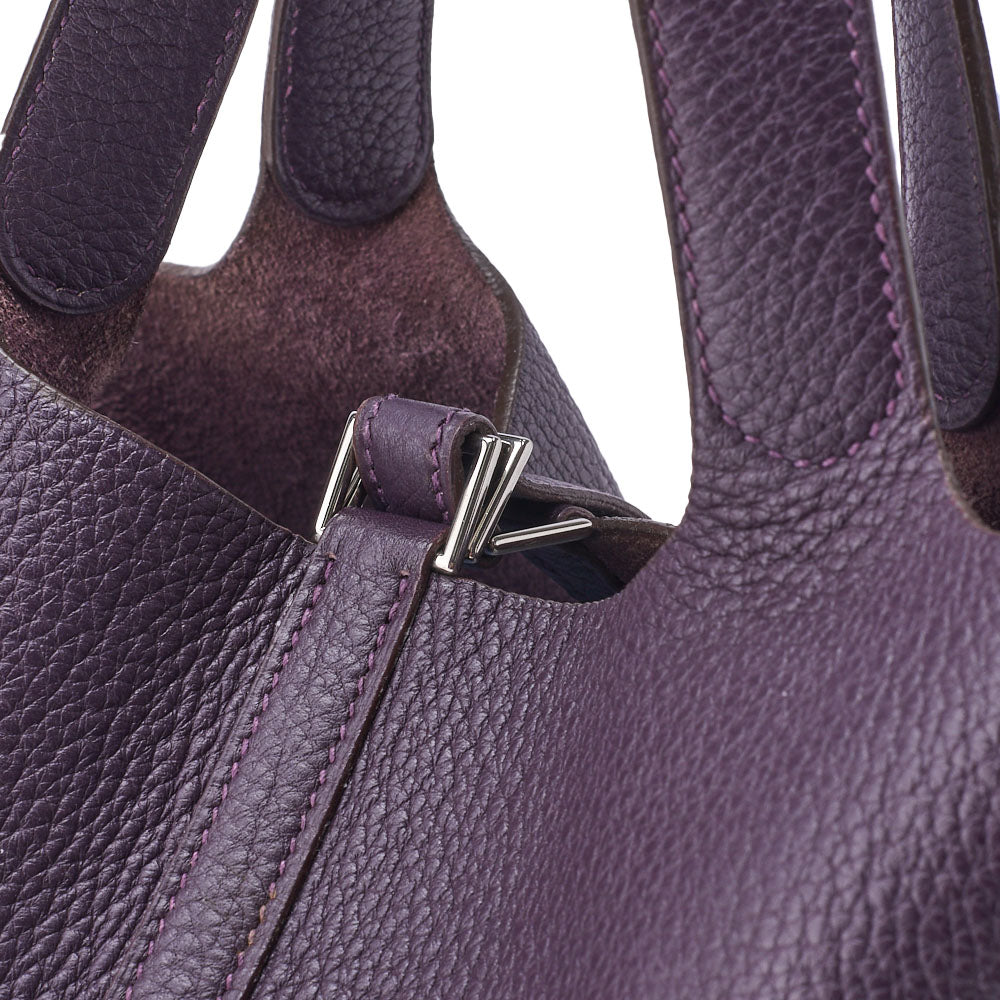 HERMES Picotin Lock PM Handbag Tryon Clemence Prune Silver-Tone Hardware Pre-Owned - Vintage La Charme