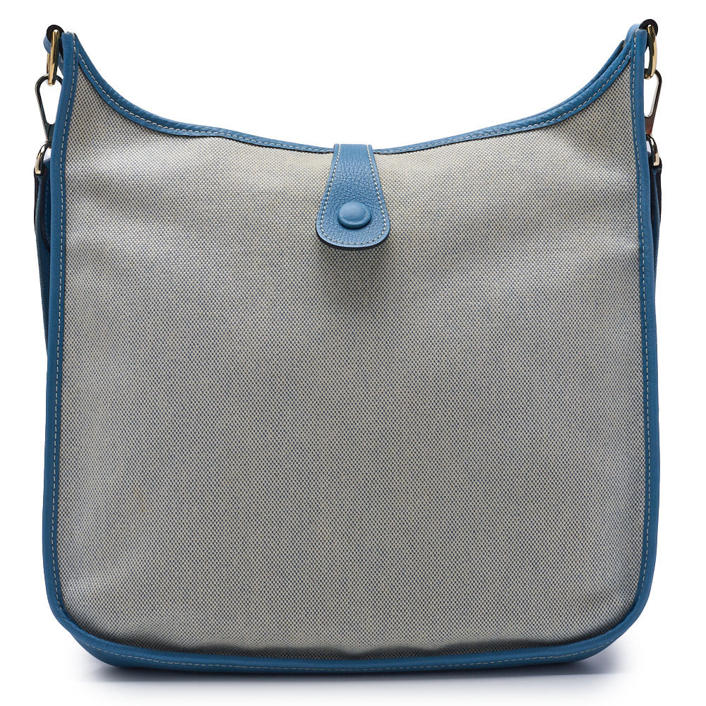 HERMES Shoulder Bag, Evelyn GM 1 Ann, Toile, Ash Blue Jean, Gold-Tone Hardware, Pre-Owned - Vintage La Charme