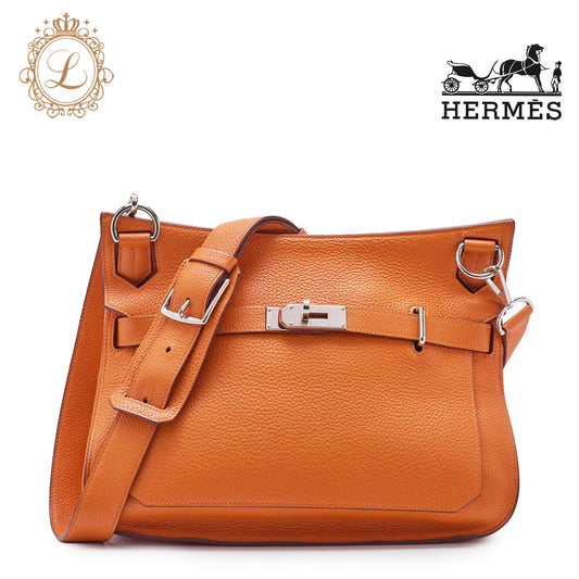 Hermes Gypsiere 34 Shoulder Bag, Tryon Clemence, Orange, Silver-Tone Hardware, Pre-Owned - Vintage La Charme