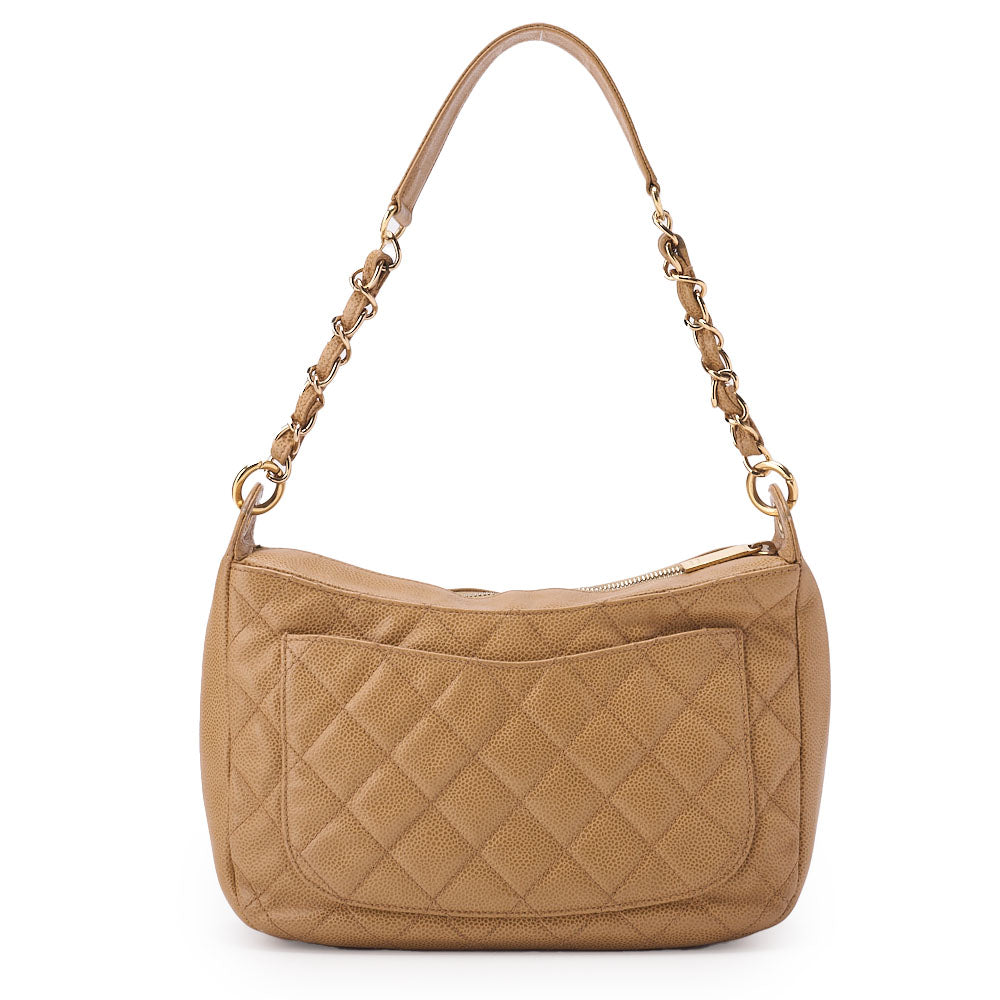 CHANEL Shoulder Bag Matelasse Coco Mark Caviar Skin Beige Gold-Tone Hardware Pre-Owned - Vintage La Charme
