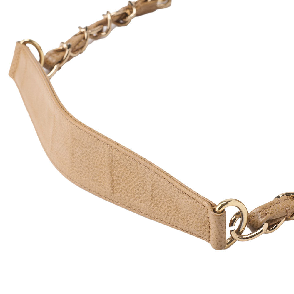 CHANEL Shoulder Bag Matelasse Coco Mark Caviar Skin Beige Gold-Tone Hardware Pre-Owned - Vintage La Charme