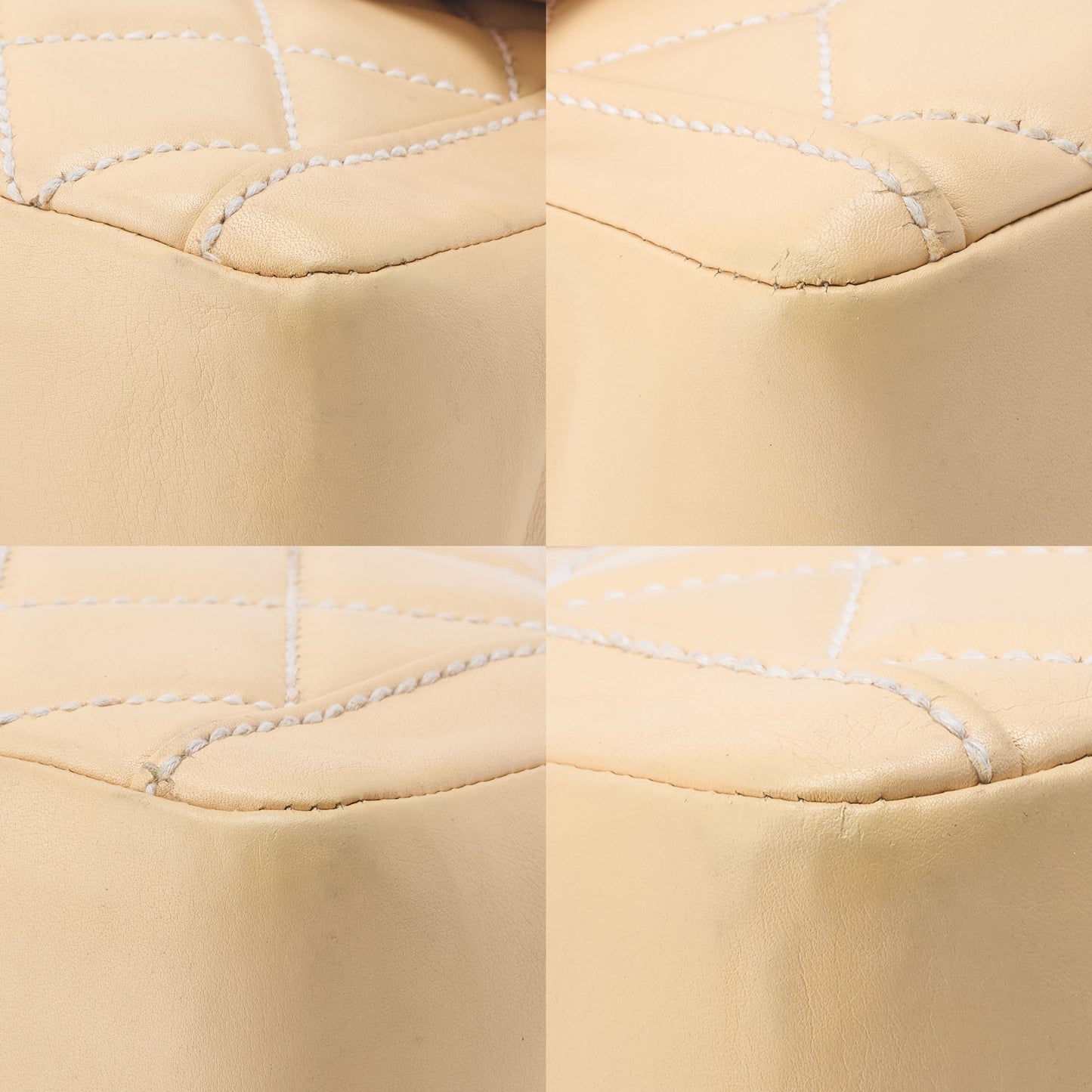 CHANEL Handbag Wild Stitch Matelasse Calf Leather Beige Gold-Tone Hardware Pre-Owned - Vintage La Charme