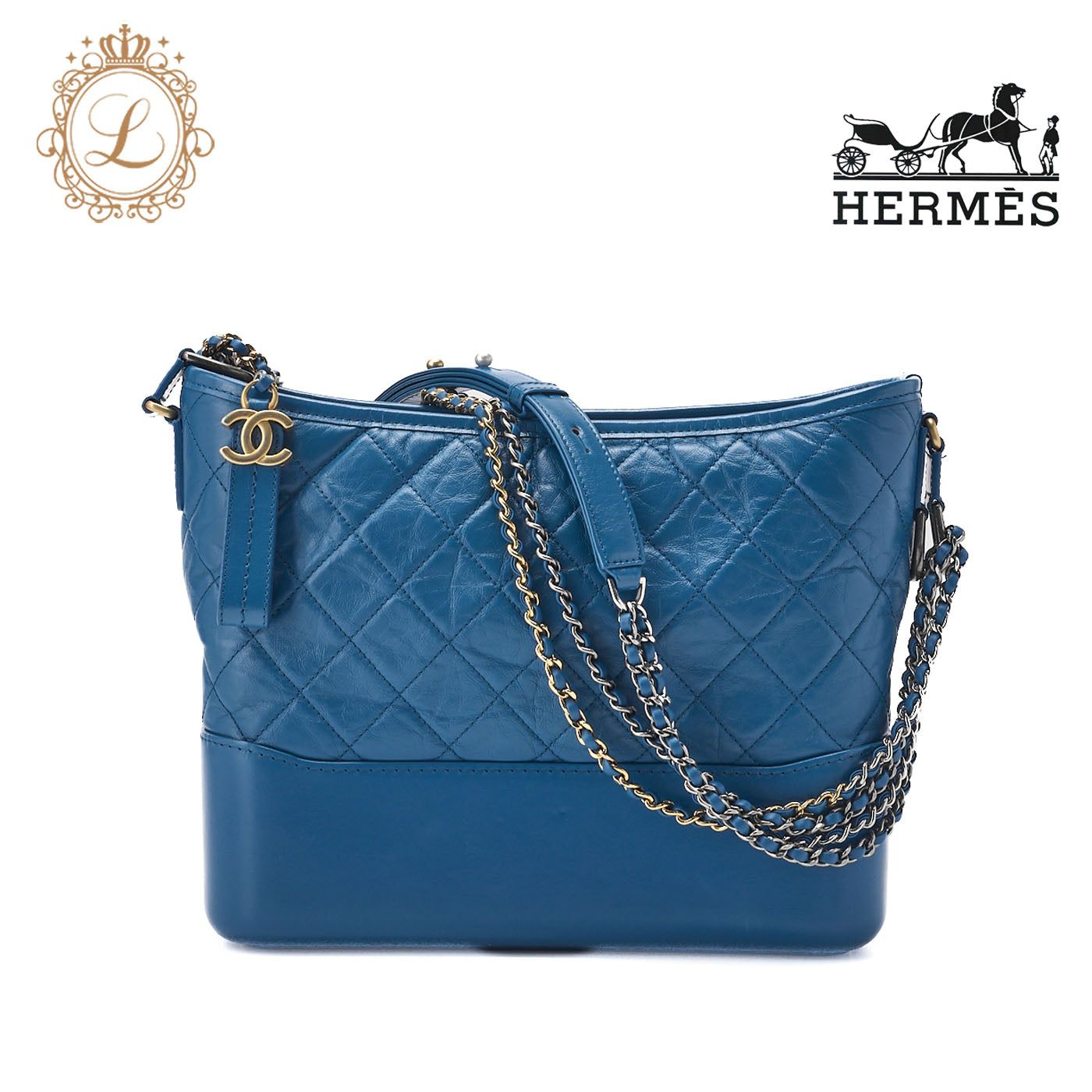 CHANEL Chain Shoulder Bag Matelasse Calf Leather Navy Gold-Tone Hardware Pre-Owned - Vintage La Charme