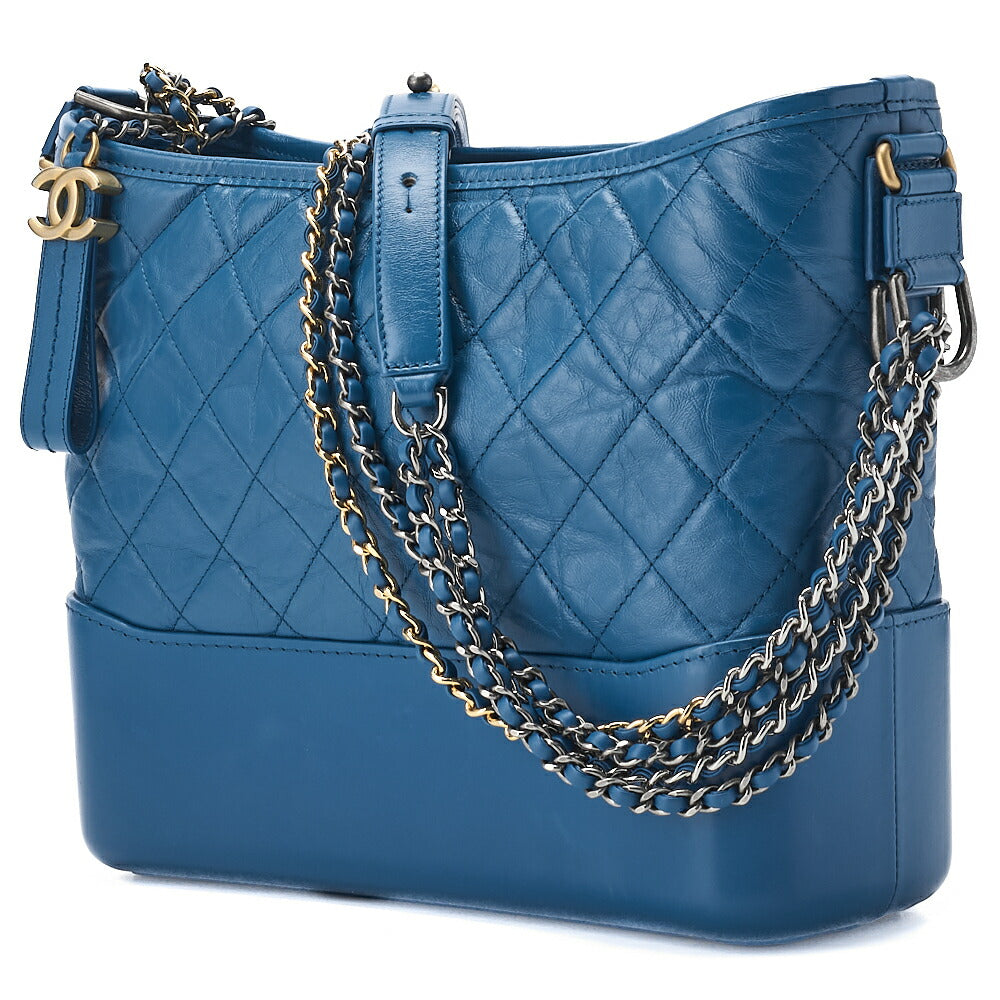 CHANEL Chain Shoulder Bag Matelasse Calf Leather Navy Gold-Tone Hardware Pre-Owned - Vintage La Charme