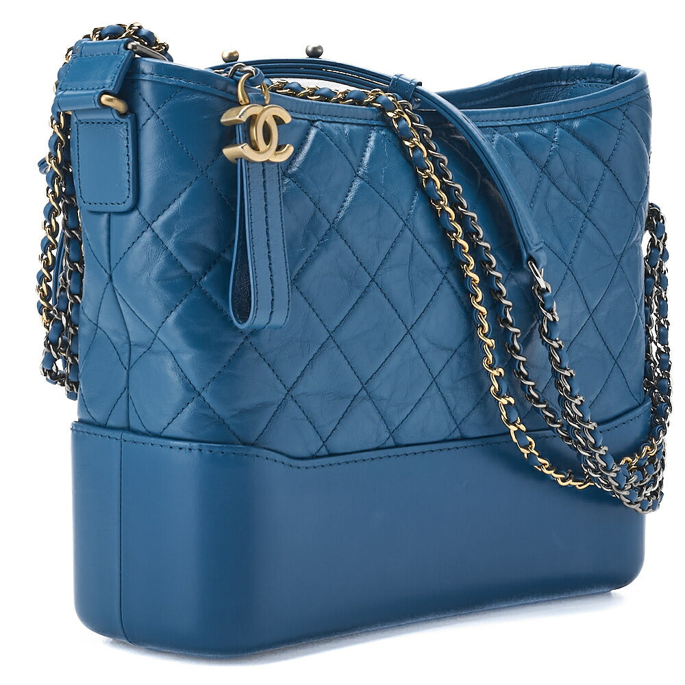 CHANEL Chain Shoulder Bag Matelasse Calf Leather Navy Gold-Tone Hardware Pre-Owned - Vintage La Charme