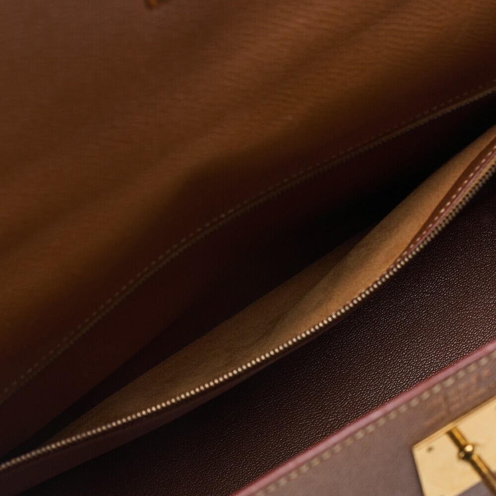 HERMES Kelly 35 2WAY Handbag Kushvel Gold, Gold, Gold-Tone Hardware, Pre-Owned - Vintage La Charme