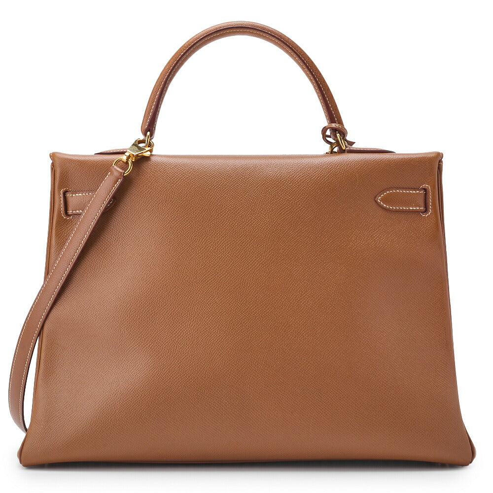 HERMES Kelly 35 2WAY Handbag Kushvel Gold, Gold, Gold-Tone Hardware, Pre-Owned - Vintage La Charme