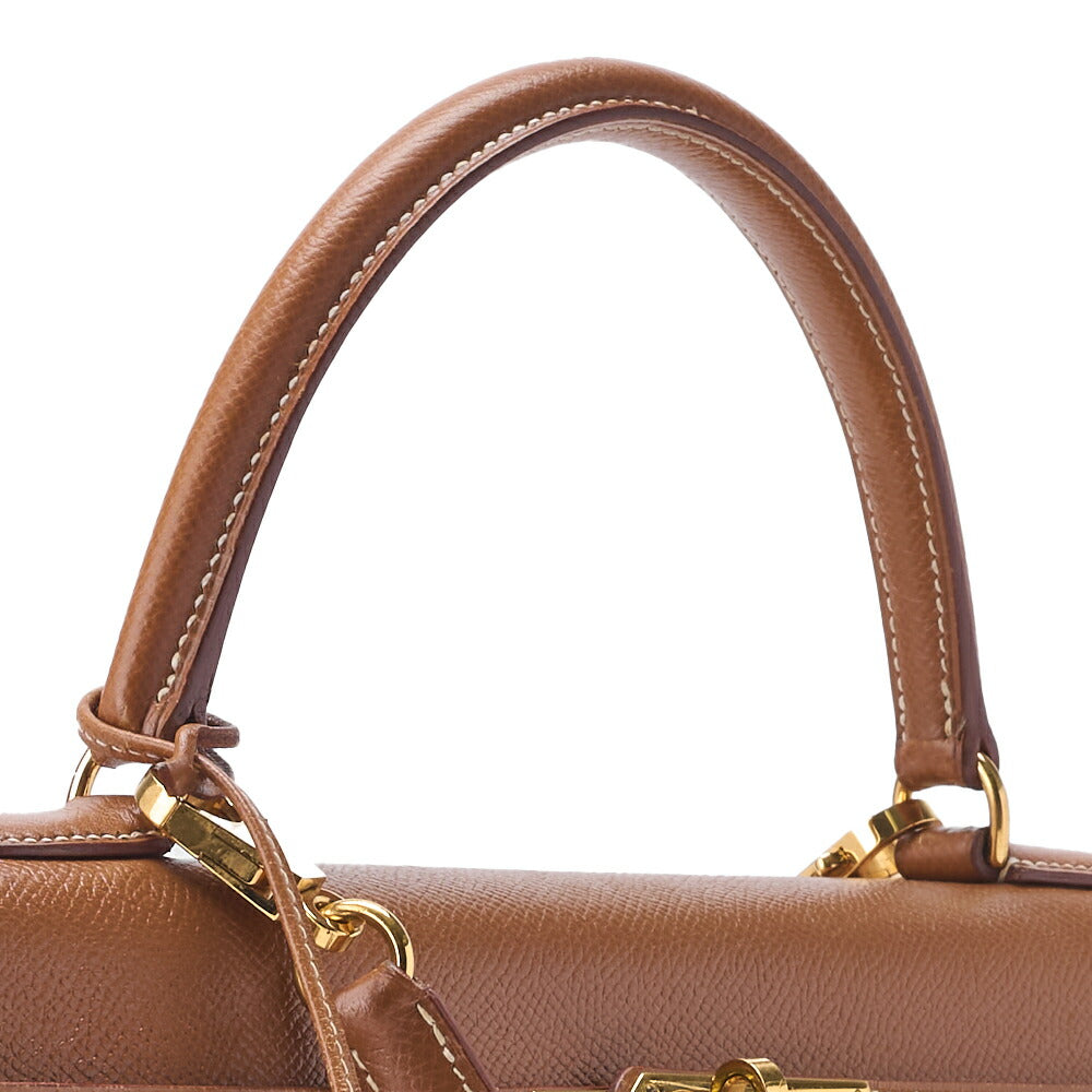 HERMES Kelly 35 2WAY Handbag Kushvel Gold, Gold, Gold-Tone Hardware, Pre-Owned - Vintage La Charme