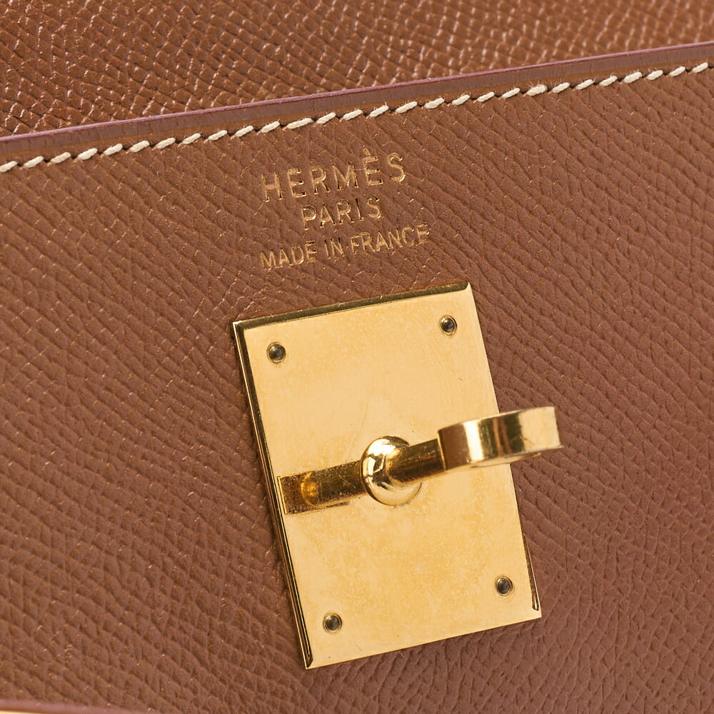 HERMES Kelly 35 2WAY Handbag Kushvel Gold, Gold, Gold-Tone Hardware, Pre-Owned - Vintage La Charme