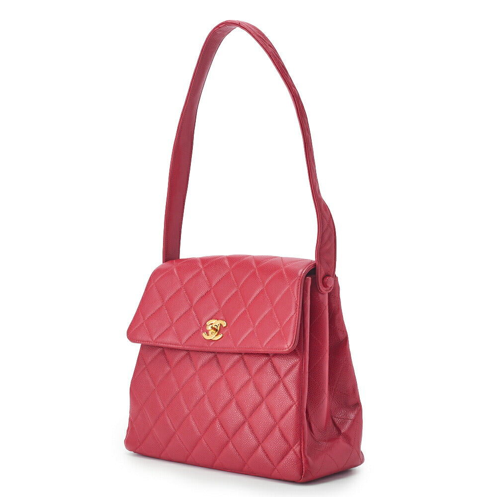 CHANEL Chain Shoulder Bag Matelasse Caviar Skin Red Gold-Tone Hardware Pre-Owned - Vintage La Charme