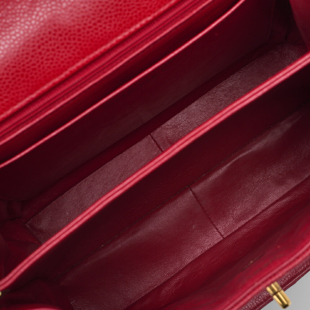 CHANEL Chain Shoulder Bag Matelasse Caviar Skin Red Gold-Tone Hardware Pre-Owned - Vintage La Charme