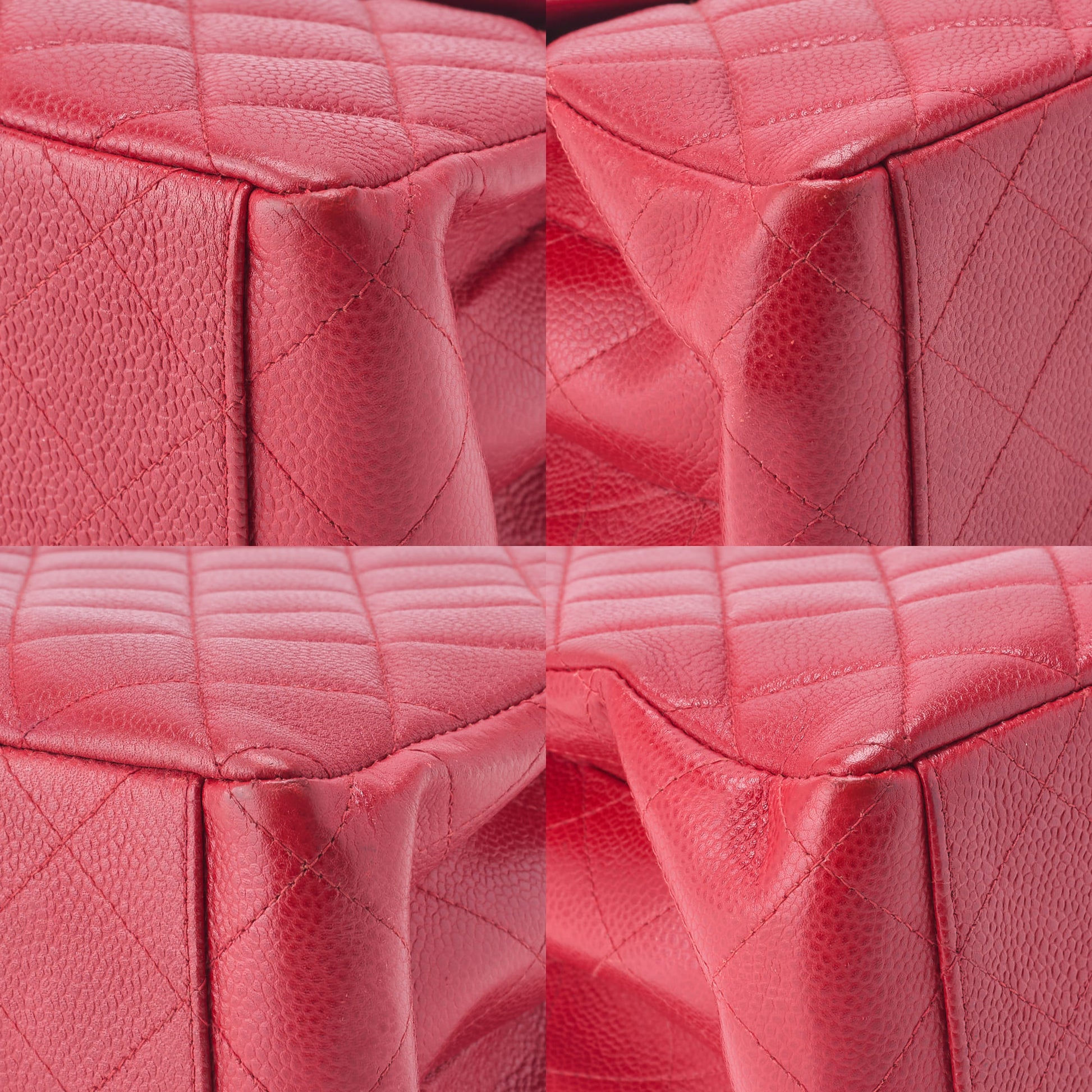 CHANEL Chain Shoulder Bag Matelasse Caviar Skin Red Gold-Tone Hardware Pre-Owned - Vintage La Charme