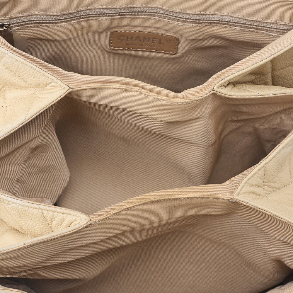 CHANEL Shoulder Bag, Matelasse, Chain Shoulder, Caviar Skin, Ivory, Silver-Tone Hardware, Pre-Owned - Vintage La Charme