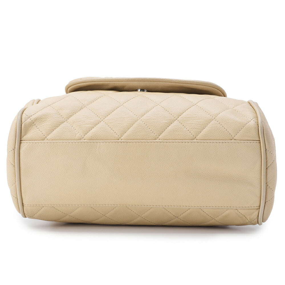 CHANEL Shoulder Bag, Matelasse, Chain Shoulder, Caviar Skin, Ivory, Silver-Tone Hardware, Pre-Owned - Vintage La Charme