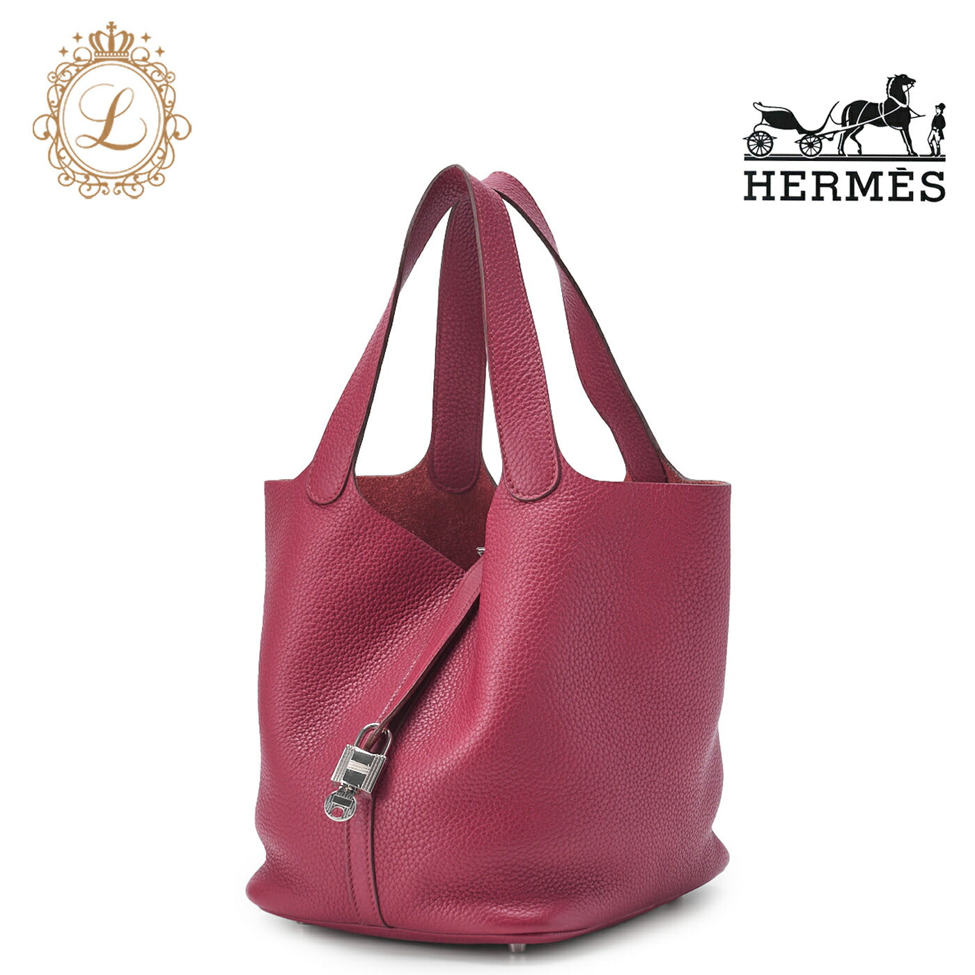 HERMES Picotin Rock MM Handbag Tryon Clemence Ruby Silver-Tone Hardware Pre-Owned - Vintage La Charme