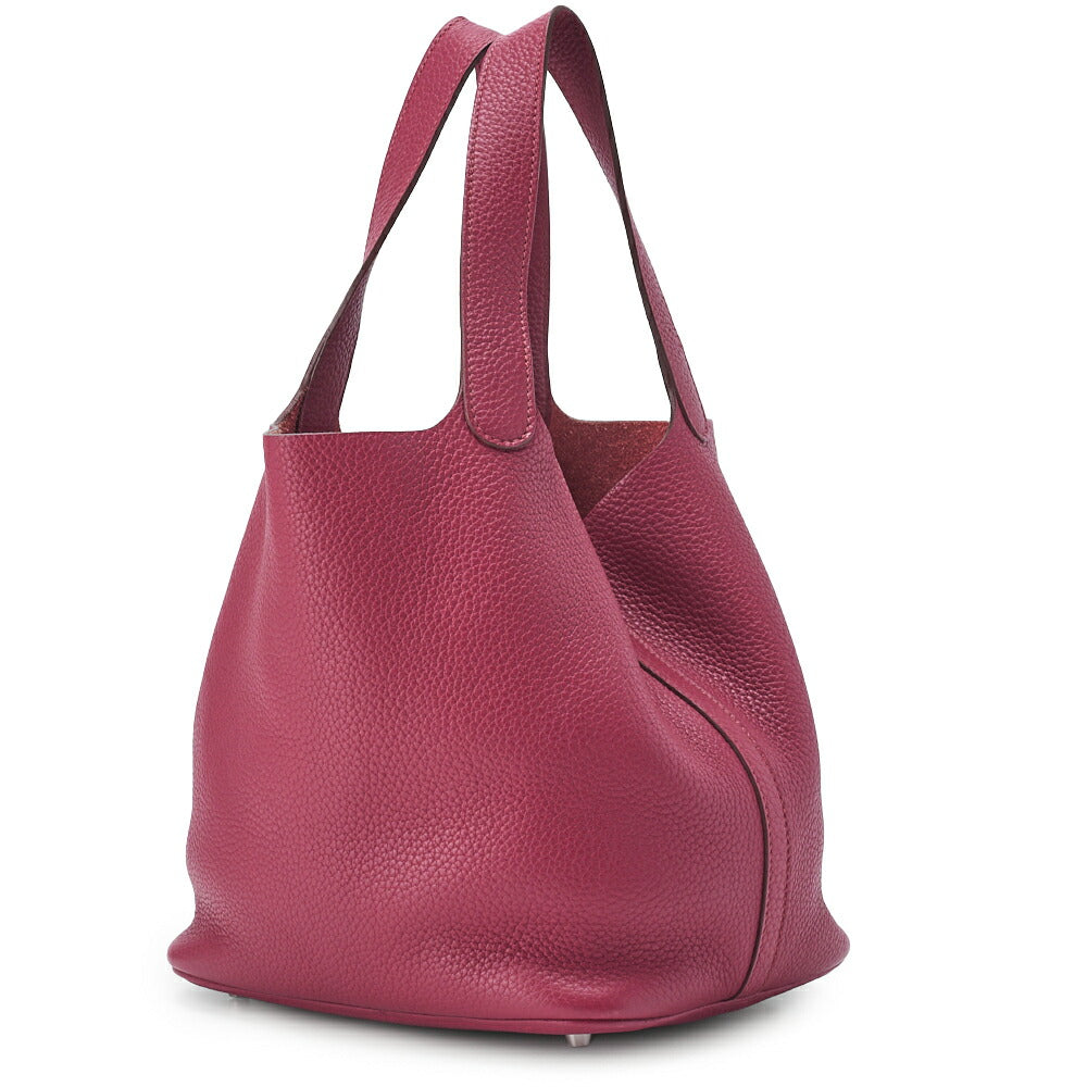 HERMES Picotin Rock MM Handbag Tryon Clemence Ruby Silver-Tone Hardware Pre-Owned - Vintage La Charme