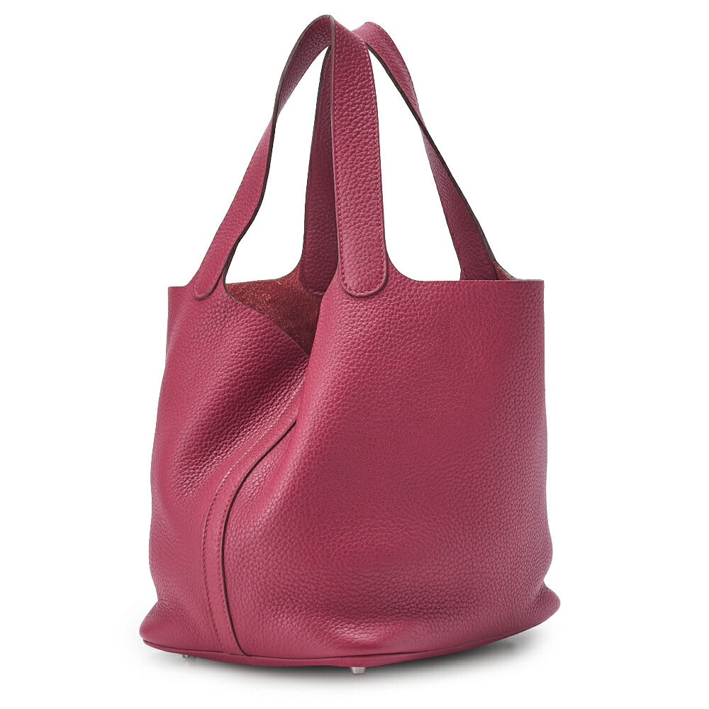HERMES Picotin Rock MM Handbag Tryon Clemence Ruby Silver-Tone Hardware Pre-Owned - Vintage La Charme