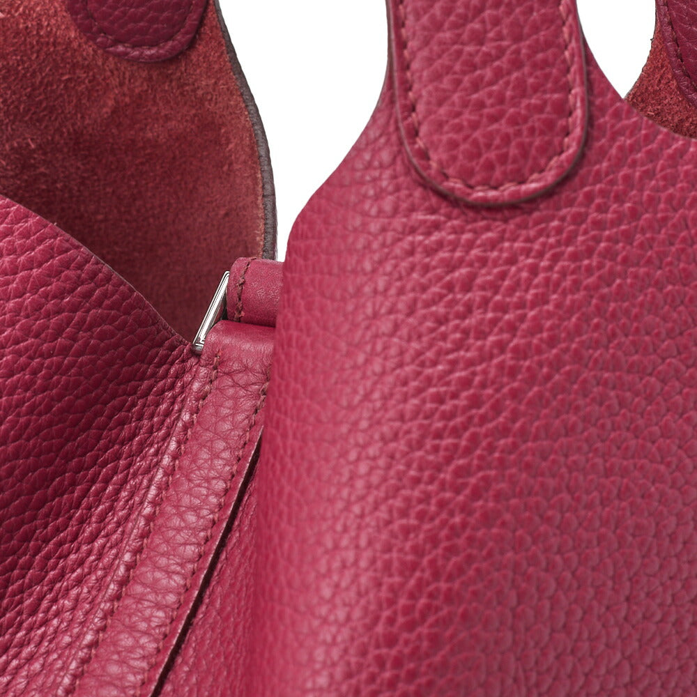 HERMES Picotin Rock MM Handbag Tryon Clemence Ruby Silver-Tone Hardware Pre-Owned - Vintage La Charme