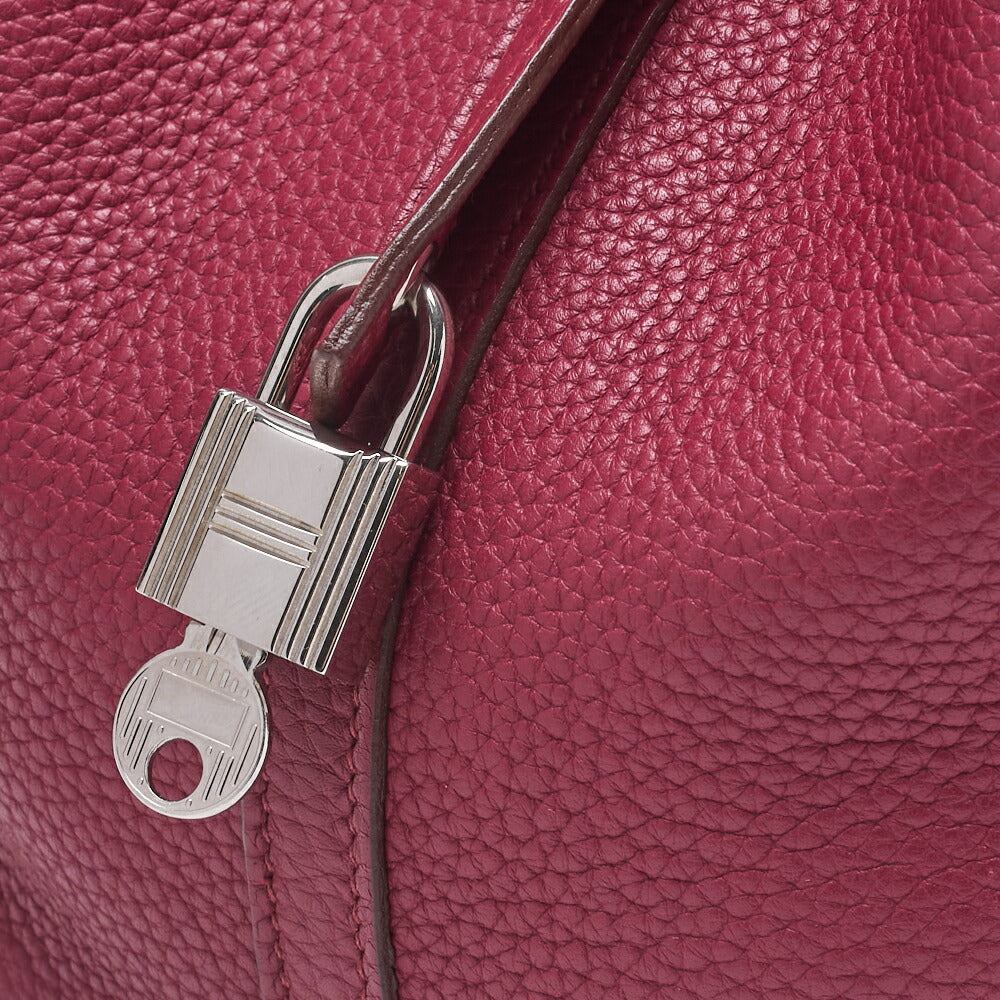 HERMES Picotin Rock MM Handbag Tryon Clemence Ruby Silver-Tone Hardware Pre-Owned - Vintage La Charme
