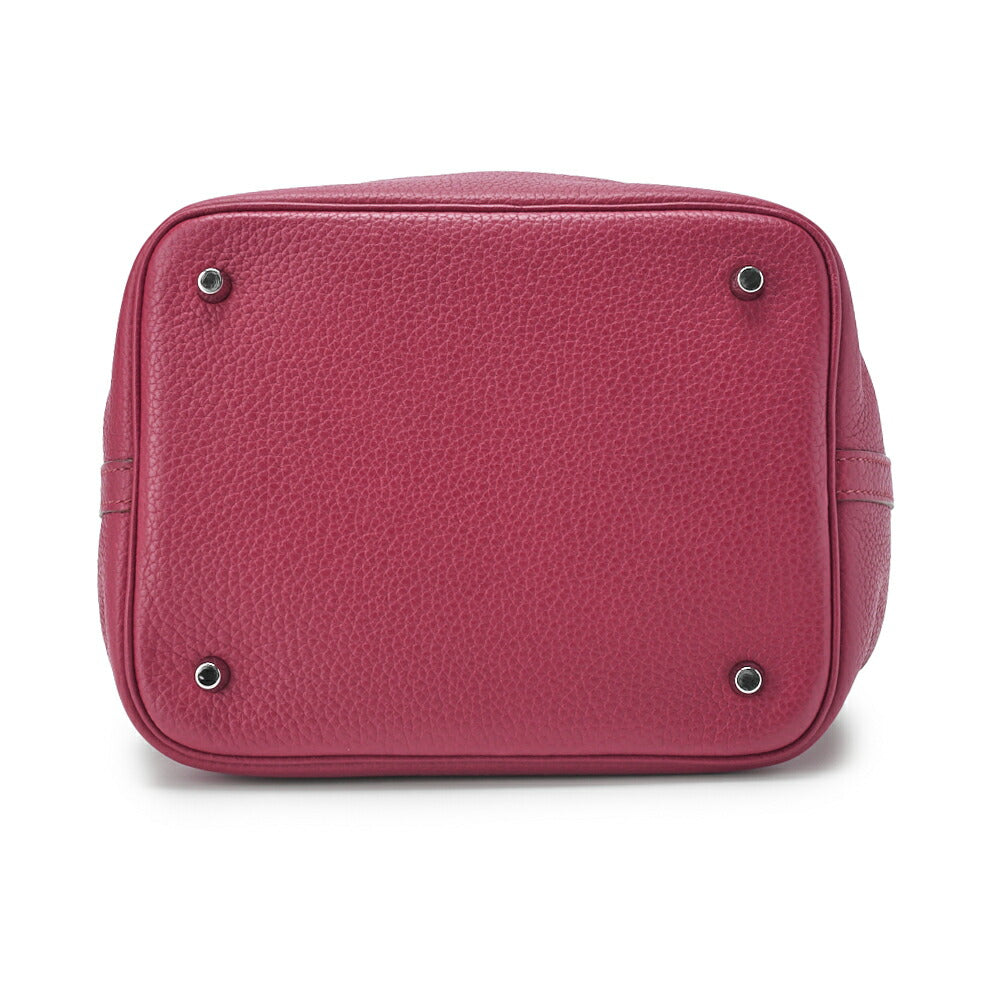 HERMES Picotin Rock MM Handbag Tryon Clemence Ruby Silver-Tone Hardware Pre-Owned - Vintage La Charme