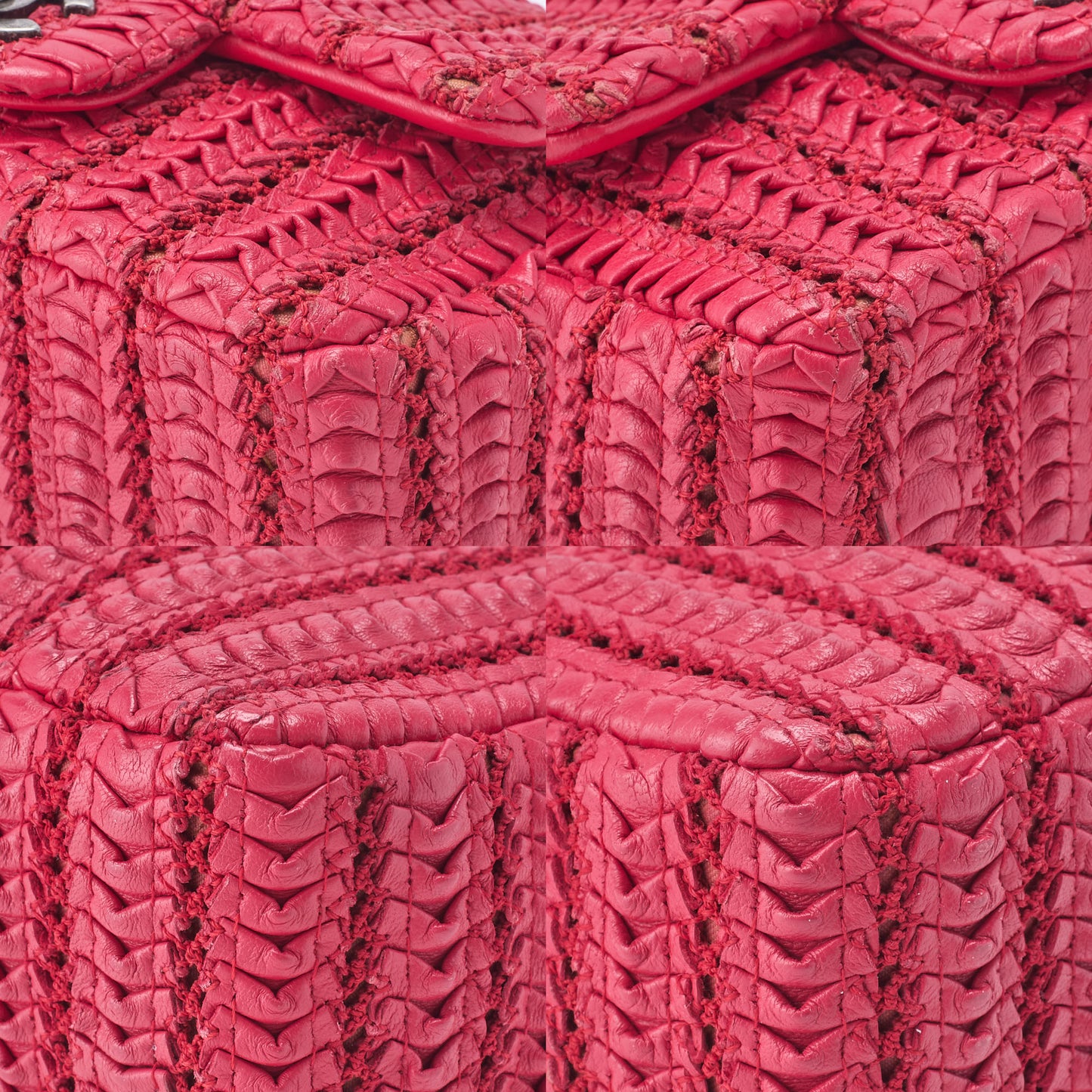 CHANEL Mini Matelasse Turn Lock Chain Shoulder Bag Lambskin Red Silver-Tone Hardware Pre-Owned - Vintage La Charme