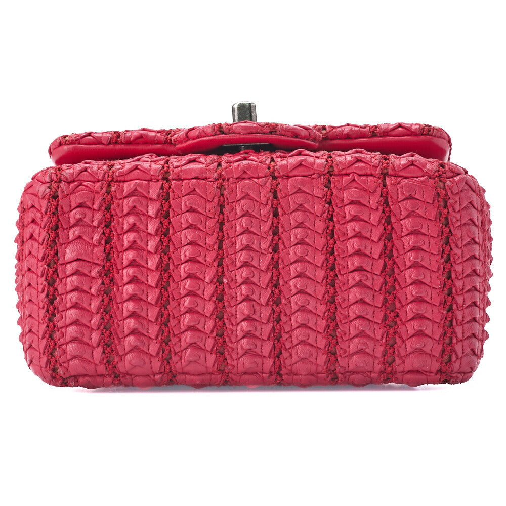 CHANEL Mini Matelasse Turn Lock Chain Shoulder Bag Lambskin Red Silver-Tone Hardware Pre-Owned - Vintage La Charme