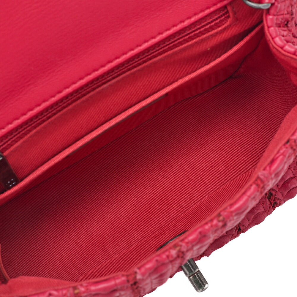 CHANEL Mini Matelasse Turn Lock Chain Shoulder Bag Lambskin Red Silver-Tone Hardware Pre-Owned - Vintage La Charme