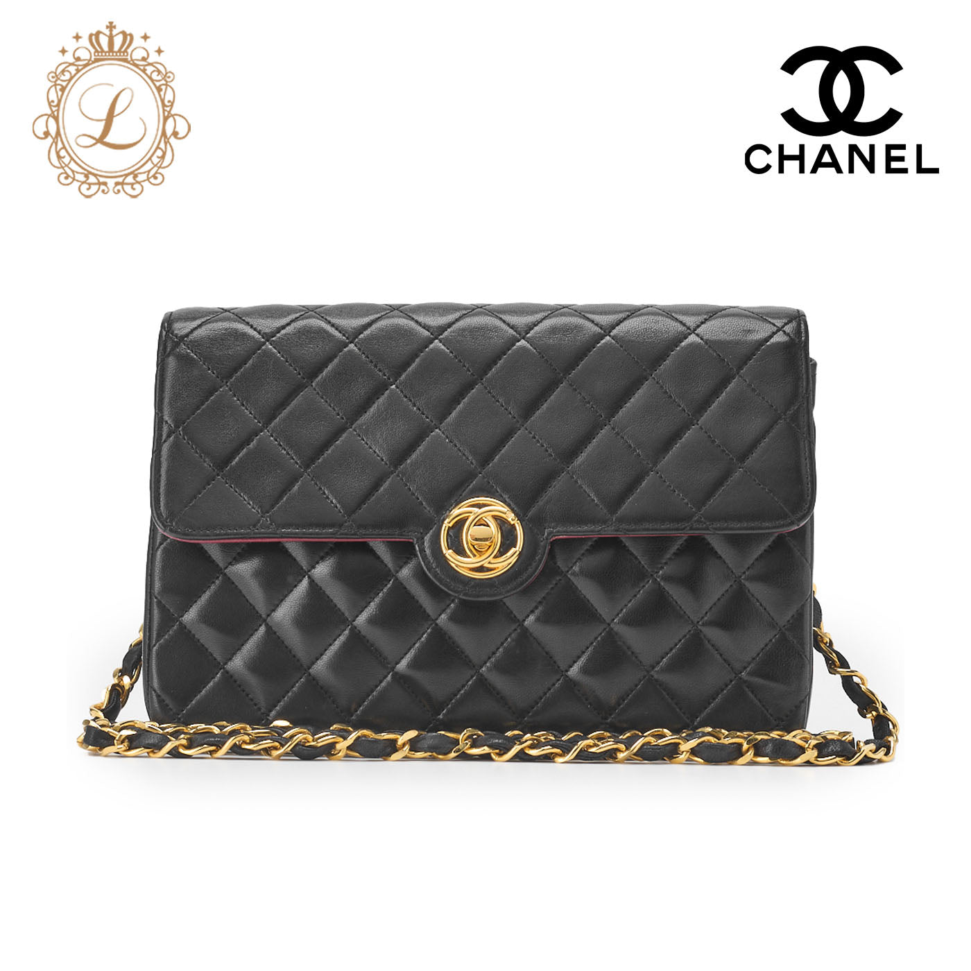 CHANEL Chain Shoulder Bag Mini Matelasse Lambskin Black Gold-Tone Hardware Pre-Owned - Vintage La Charme