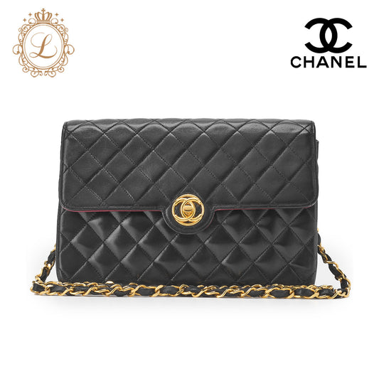 CHANEL Chain Shoulder Bag Mini Matelasse Lambskin Black Gold-Tone Hardware Pre-Owned - Vintage La Charme