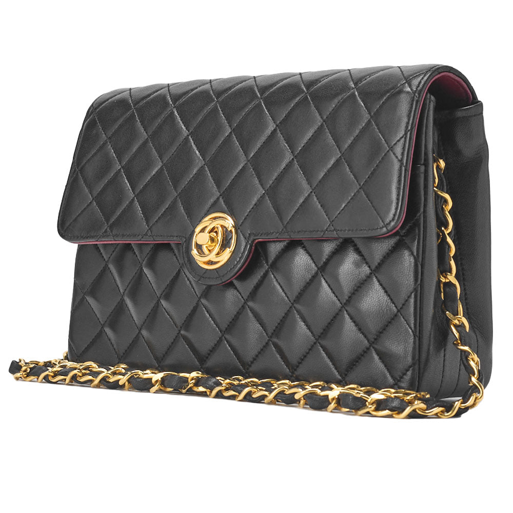 CHANEL Chain Shoulder Bag Mini Matelasse Lambskin Black Gold-Tone Hardware Pre-Owned - Vintage La Charme